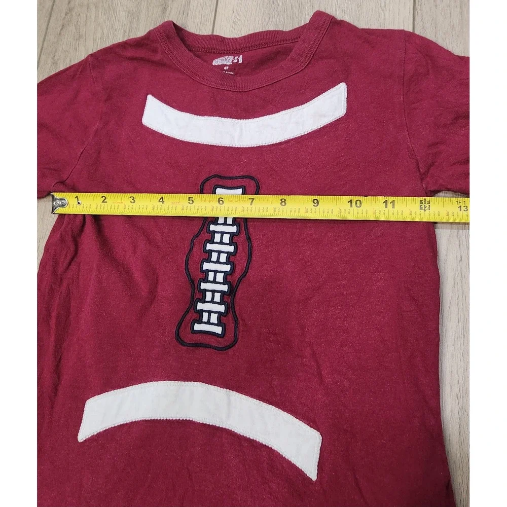 Boys Girls Kids Football 100% Cotton Applique T-Shirt Size 4T Burgundy Gymboree